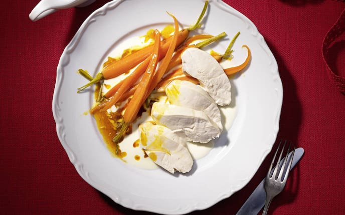 Hühnchen, Huhn, Hendl, Karotten, Möhren, Rezept