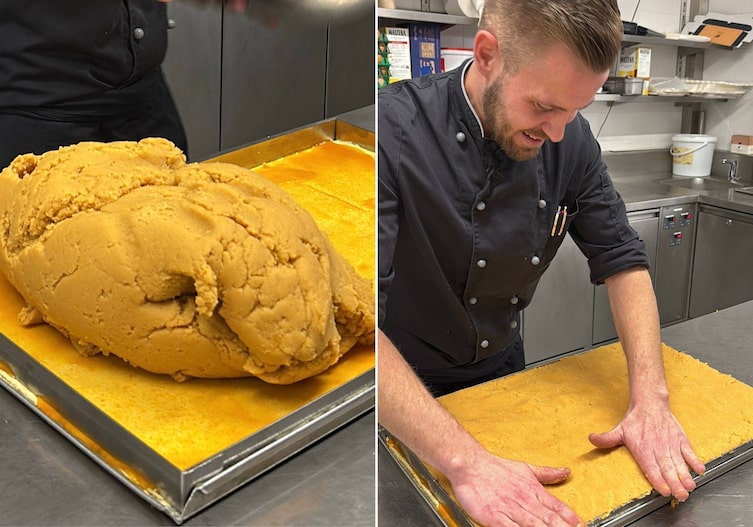 Füllung für Punschkrapfen glatt streichen