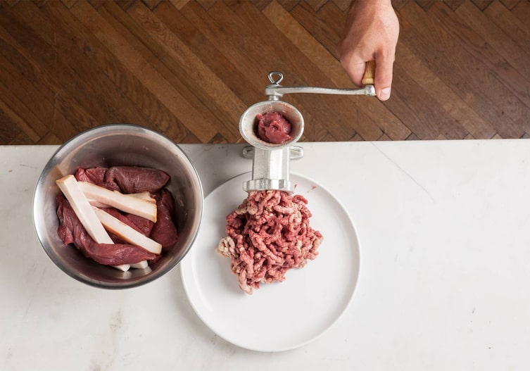 Schüssel, Speck, Fleischwolf, Faschiertes, Hirschfleisch