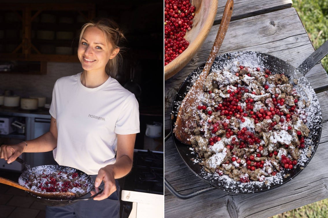 Für den Heidenmehlschmarrn hat Paula bründl frische Preiselbeeren gesammelt.