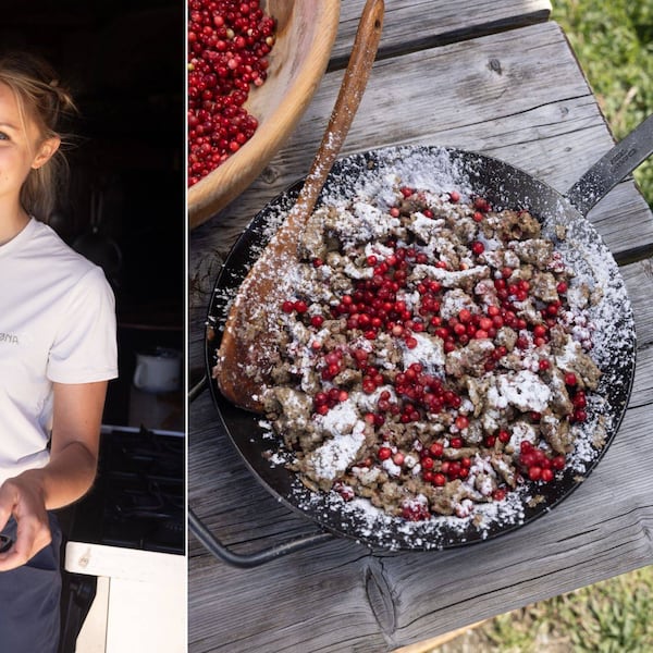 Für den Heidenmehlschmarrn hat Paula bründl frische Preiselbeeren gesammelt.