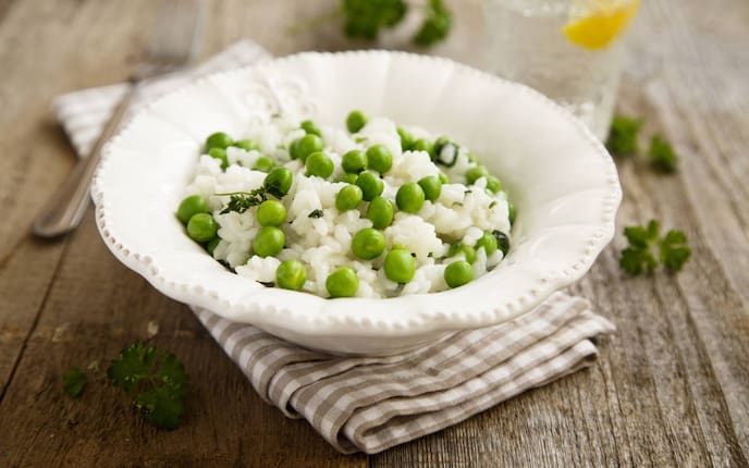 Risibisi, Reis mit Erbsen, Erbsenreis, Reisgericht, vegetarisches Reisrezpet, Erbsen, Servus Rezept