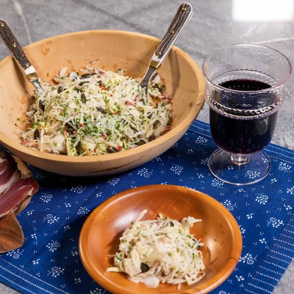 Salat, Kraut, Speck, Salatschüssel, Rotwein, Vorspeise