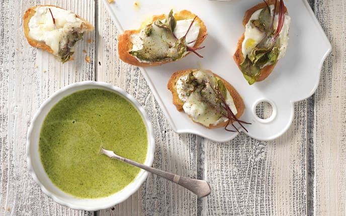 Sauerampfersuppe mit Blutampfercrostini (Bild: Eisenhut & Mayer)