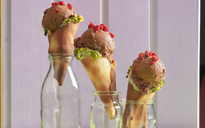 Schokoeis, Himbeeren, Eiscreme, Rezept, Servus