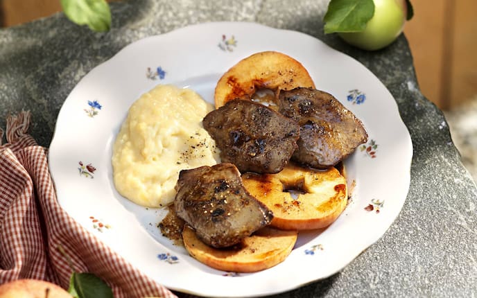 Seewinkler Entenleber, Apfel-Kartoffel-Püree, Rezept, Servus