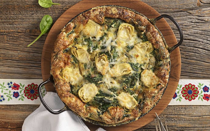 Spinat, Omelette, Artischocken, Rezept