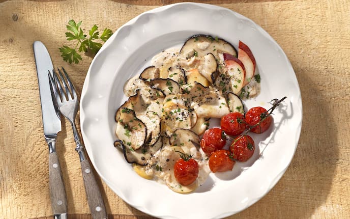 Steinpilze mit Weingartenpfirsichen (Bild: EIsenhut & Mayer)