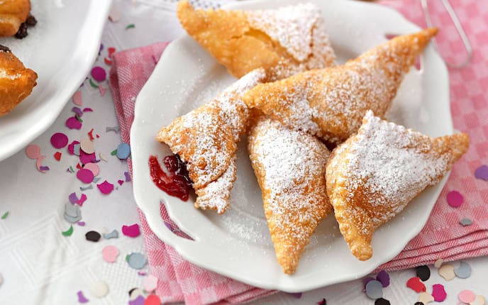 Süßer Polsterzipf, Teigtaschen, Marmelade, Fasching, Schmalzgebäck
