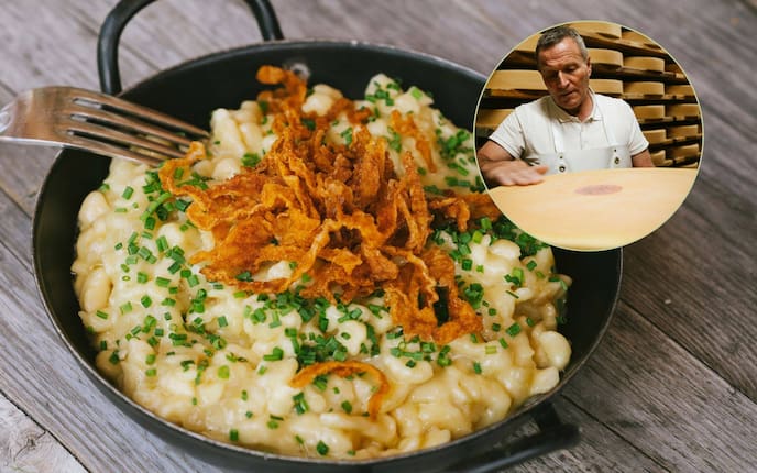 Rezept, Hermann Huber, traditionelle Tiroler Kasspatzl, Röstzwiebel