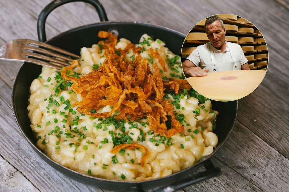 Rezept, Hermann Huber, traditionelle Tiroler Kasspatzl, Röstzwiebel