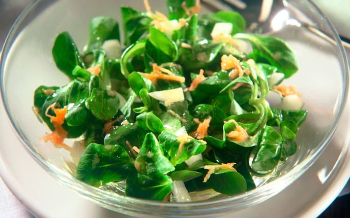 Feldsalat, Apfel, Vorspeise, Salat, Schüssel, Servus Rezept