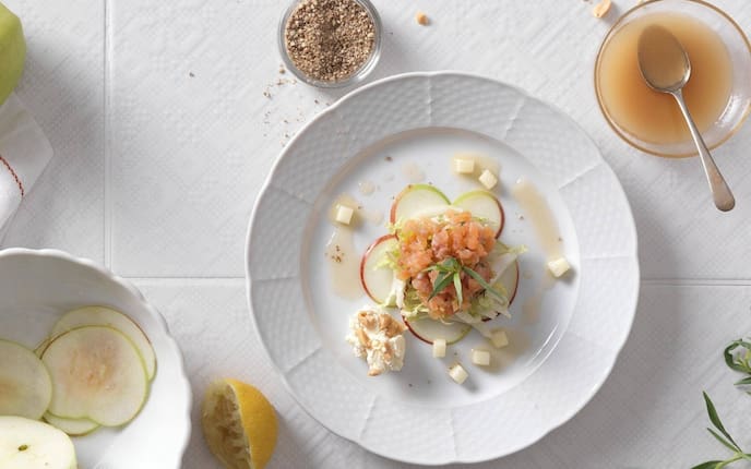 Apfelspalten, Fisch, Zitrone, Marinade, Vorspeise, geräucherter Saibling, Servus Rezept