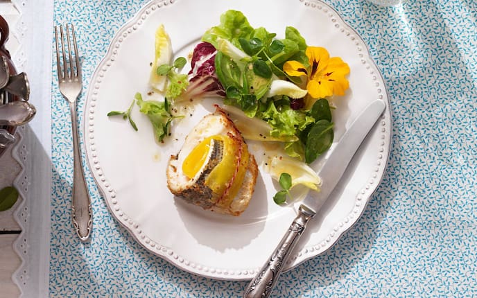 Reinanke, Salat, Messer, Zitrone, Glas, Gabel, Teller