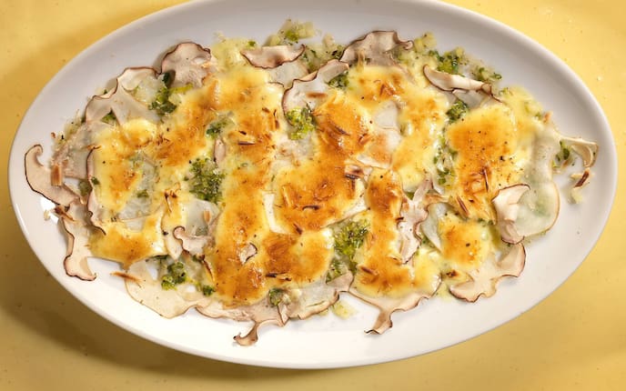 Steinpliz, Sauce hollandaise, Kräuter, Essig, Öl