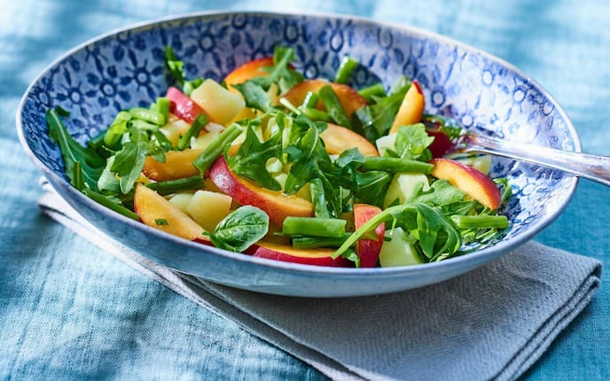 Pfirsich, Rucola, Salat, Vorspeise, Servus Rezept