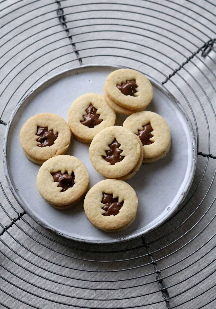 Mürbteigkekse, Doppeldeckerkekse, Nougatkekse, Christina Bauer, Rezept, Weihnachtskekse