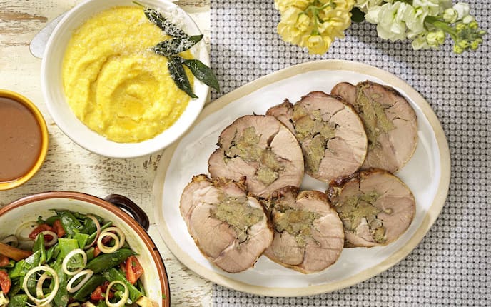 Gailtaler Kirchtagsbraten, Lammbraten, Polenta, Festessen, Kärnten