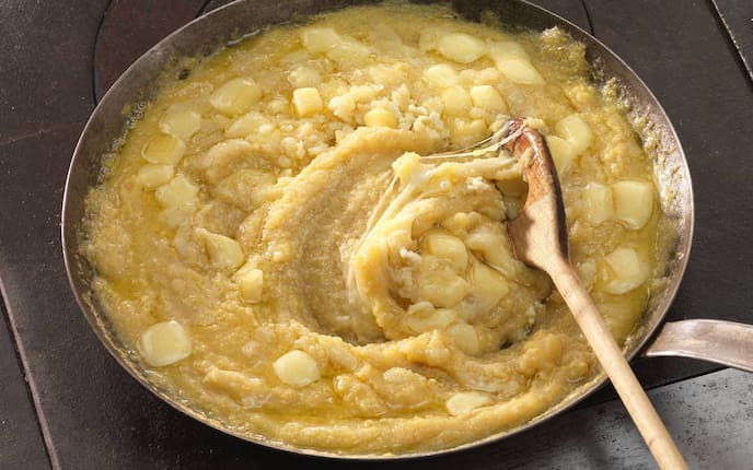 Käse, Einbrenne, Kochlöffel, Pfanne, Muas, Wassermuas, Almkäse