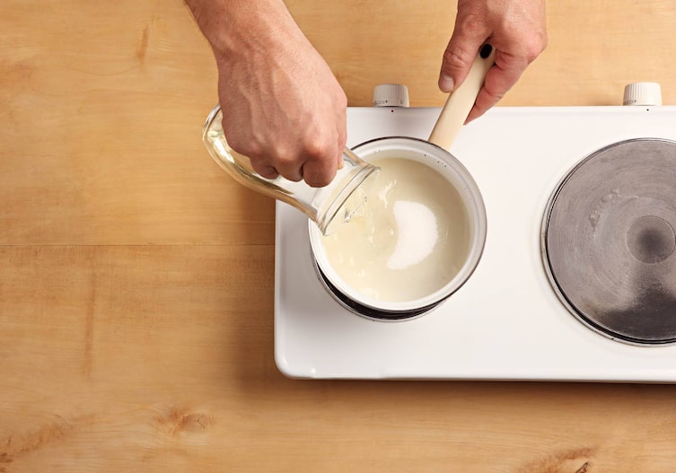 Zucker, Wein, Topf, Herdplatte