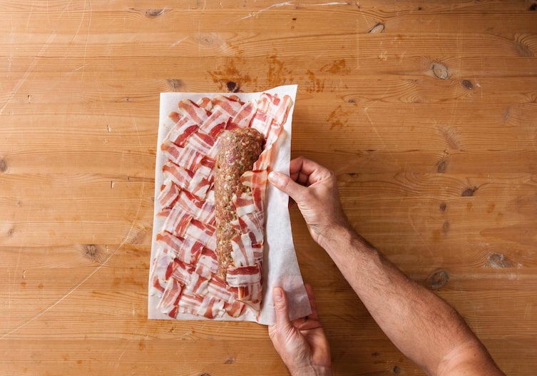 Specknetz, Faschierter Braten, Backpapier