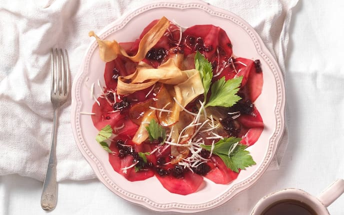 Rote Rübe, Rote Bete, Sellerie, Apfel, Vorspeise, vegetarisch